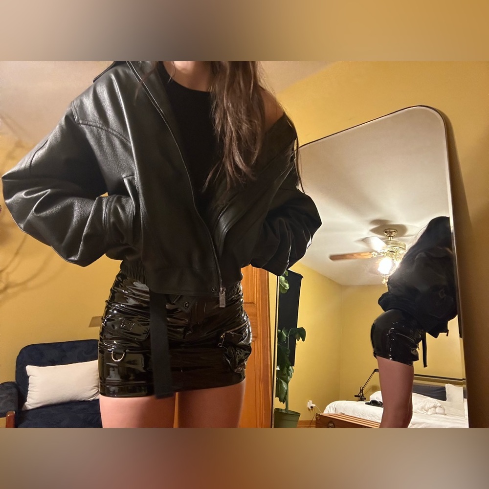Vintage leather bomber jacket